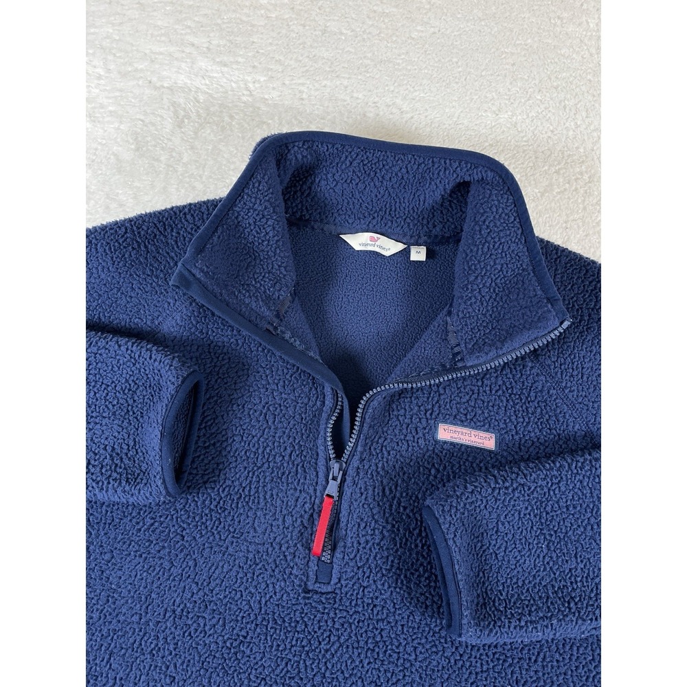Vineyard Vines Navy Blue Sherpa Fleece 1/2 Zip Pullover Women's M Sweater Jacket